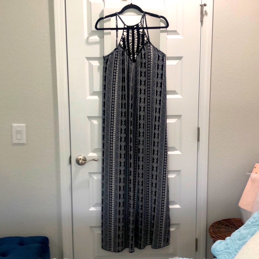 Size large long halter printed sundress